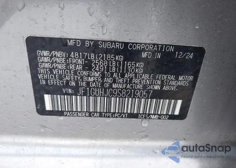 2025 Subaru Impreza Rs 5-Door из США, поврежденный, VIN JF1GUHJC9S8219057